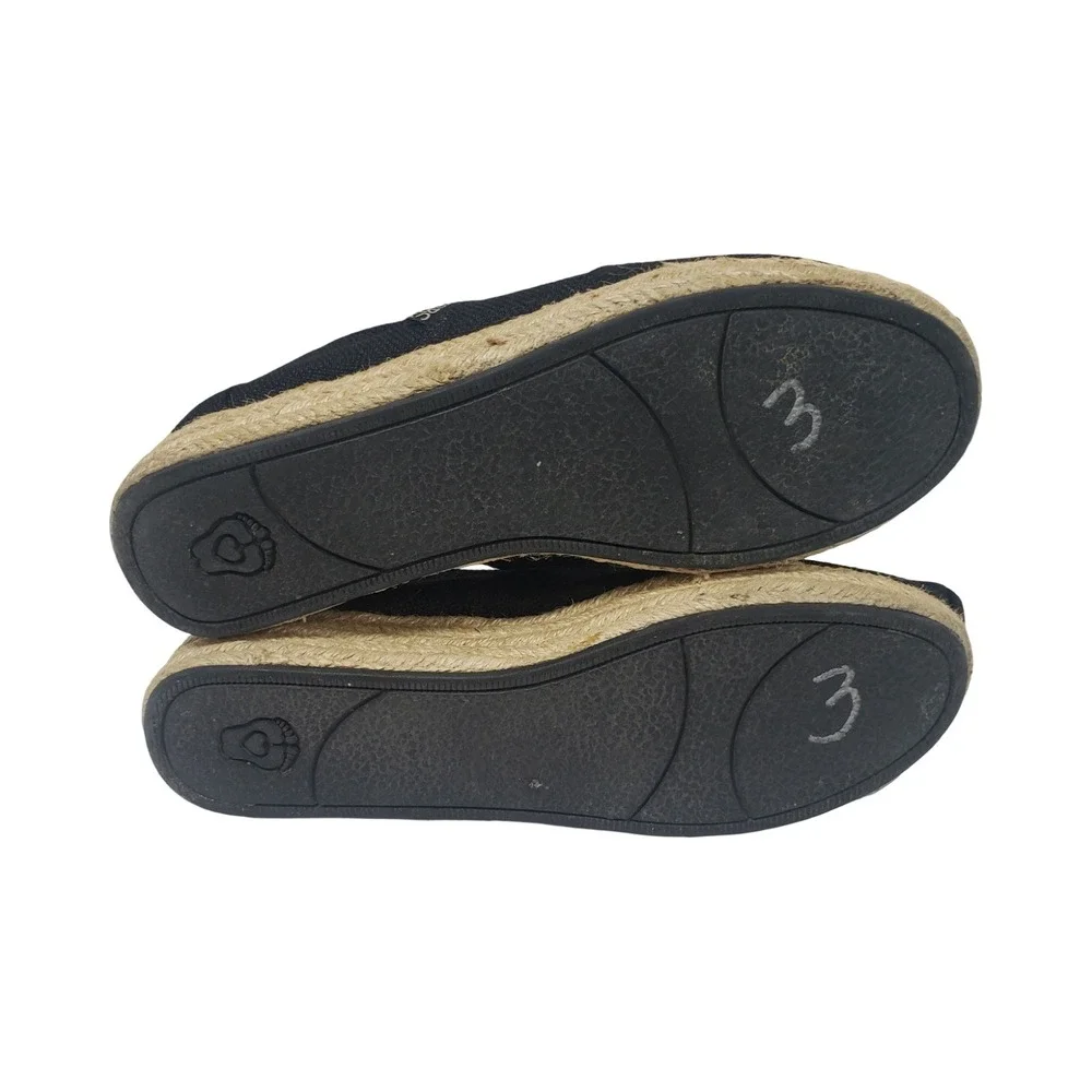 BOBS from Skechers Women 8.5 Black Canvas Espadrille Platform Slip On Flats
